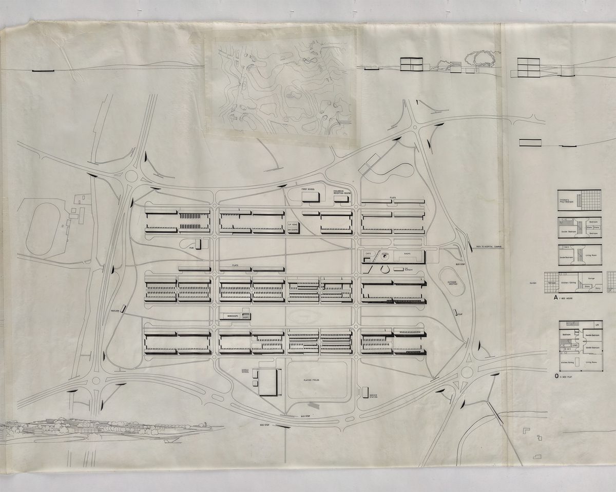 Detail from architects 6m long design drawing of Netherfield showing layout of site. Credit: architecturetoday.co.uk